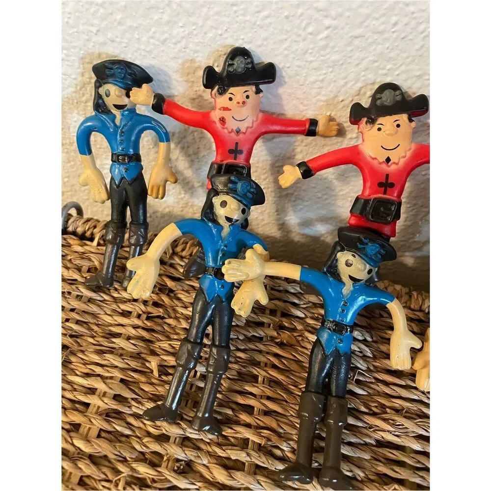 Art Creativity Rubber Bendable Pirates &  Police Officer lot of 12